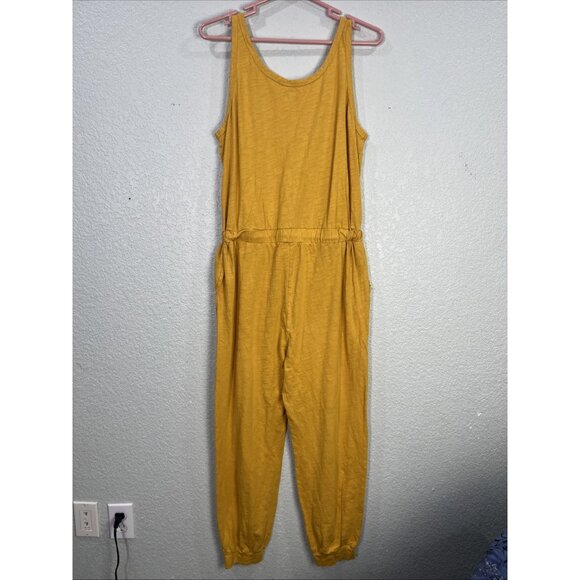 Three Bird Nest Jumpsuit Womens XL Mustard Lounge Jogger Tie Waist Sleeveless - Picture 3 of 8